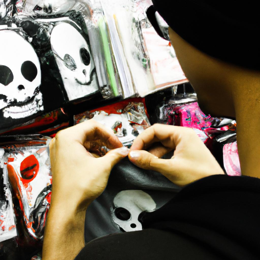 Person shopping for horror merchandise